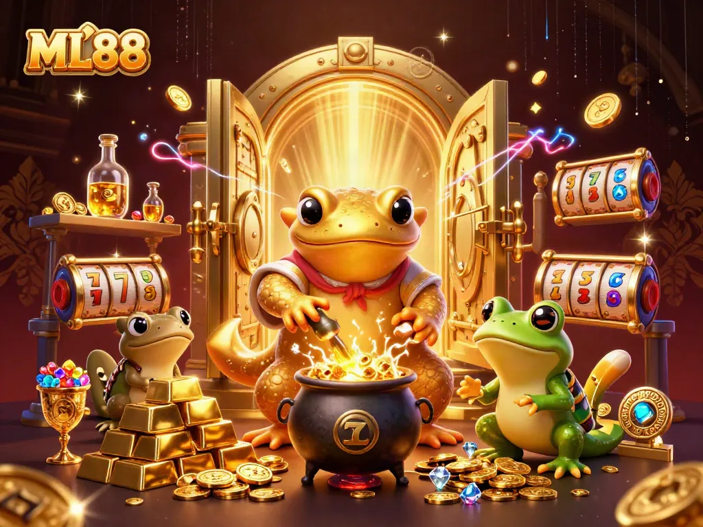 ML88 showcases thrilling online gaming with an enchanted alchemist turning metals into treasure and presenting captivating casino elements.