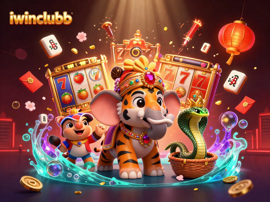 Engage your fortune with iwinclubb in this vibrant 3D casino adventure illustration.