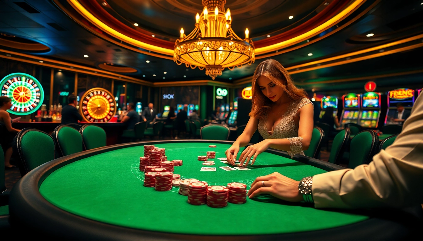 Players engaged in thrilling high-stakes poker at a tg 88 casino, showcasing excitement and luxury.