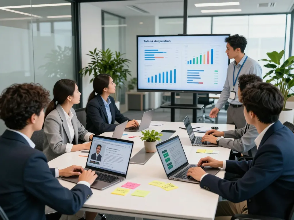 Team collaboration in a modern recruitment agency showcasing staffing agencies connecting talent with opportunities.