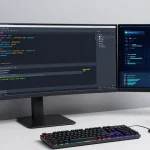 Thabet com demonstrates advanced software development in a modern tech workspace.